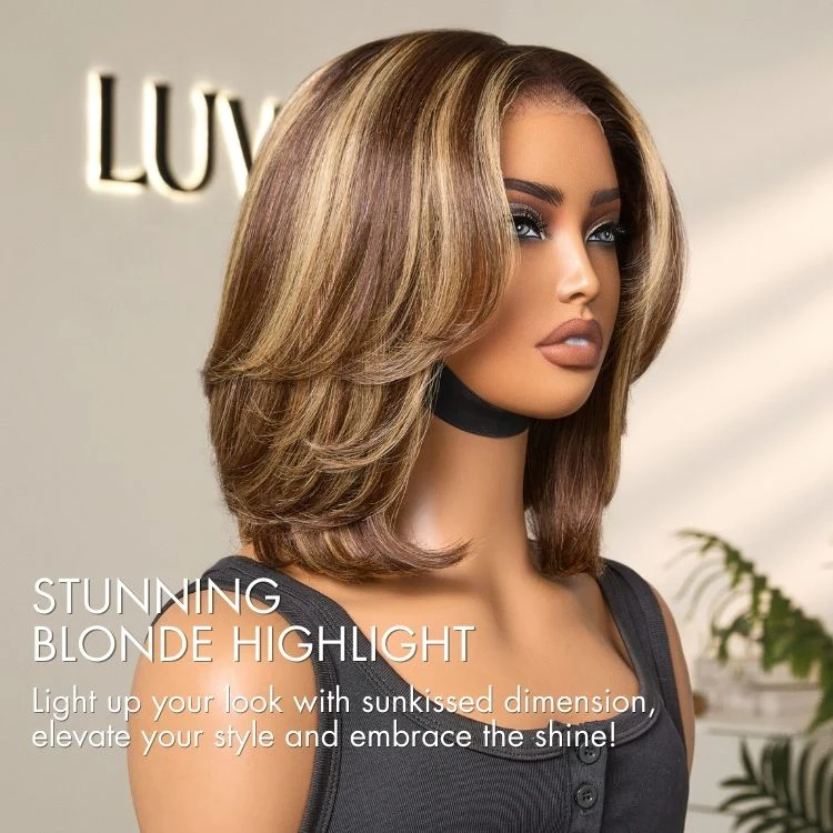 Weekly Special | Blonde Highlight Short Layered Bob Wig Glueless 5x5 Closure Pre-Cut Lace Wig All Head Sizes Fit Cap - Image 4