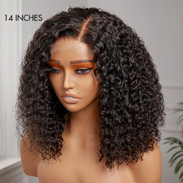 Full Kinky Curly 5x5 Closure HD Lace Glueless Side Part Neck Length Wig 100% Human Hair - US Only - Image 2