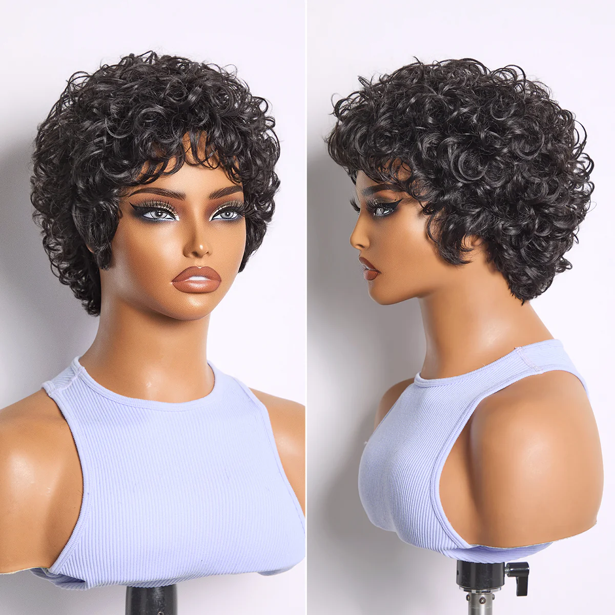 Throw On & Go Natural Black Big Curly Glueless Short Wig Ultra Comfort Cotton Cap Hair Loss Friendly Wig - Image 3