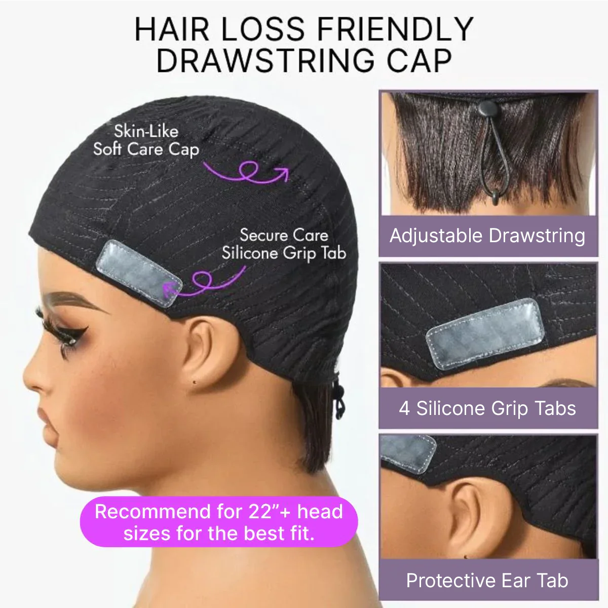 Throw On & Go Short Cut with Bangs Wig Ultra Comfort Skin-Like Soft Care Glueless Wig Hair Loss Friendly - Image 4