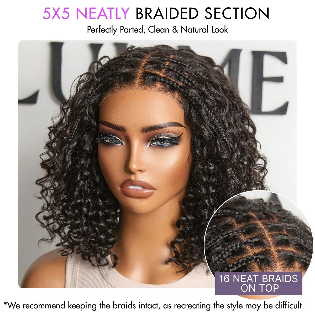 Tiktok Exclusive Deal | Boho Braids Deep Curly Glueless 5x5 Closure Lace with Braided Top Human Hair Wig Pre-Cut Lace - Image 5