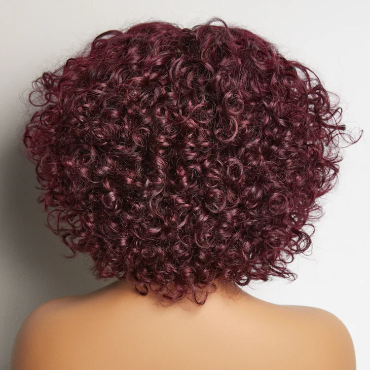 Trendy Burgundy Curly Bob Glueless Minimalist HD Lace T Part 99J Hair Color Wig 100% Human Hair - US Only - Image 6