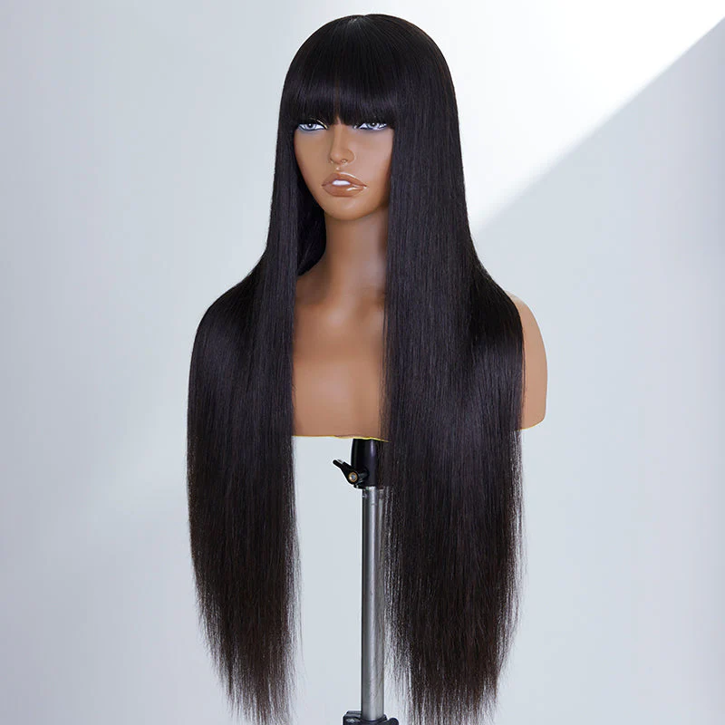 Vanessa Style Silky Straight With Bangs No Lace Glueless Long Wig 100% Human Hair - Image 3