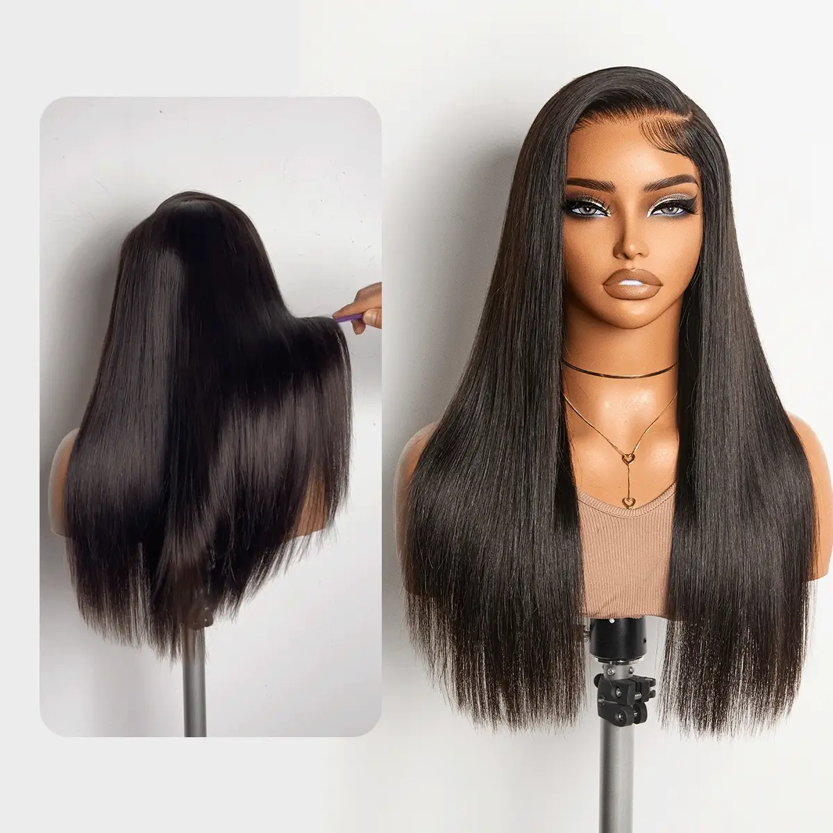VIP ONLY |  All-Day Comfort™ Wig 180% Density Bone Straight with Baby Hair PartingMax Glueless 7x6 Closure HD Lace Wig Pre-Cut Lace - Image 2