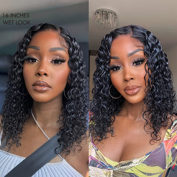 Wet and Wavy 5x5 Closure Pre-Cut Lace Water Wave Wig Glueless Side Part Human Hair Wig - Image 10